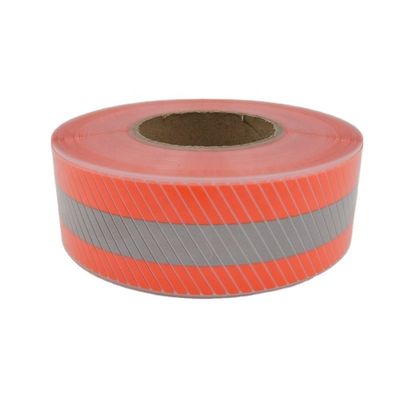 le tissu fluorescent de bande de sécurité barre le textile de vinyle le film que réfléchissant de transfert a segmenté le jaune orange
