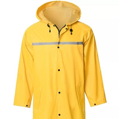 Veste réfléchie légère de la pluie des hommes de police de norme ANSI avec Hood Long Safety Emergency Raincoat