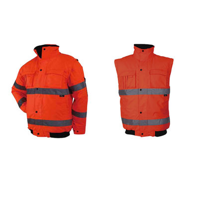 le bombardier réfléchi fluorescent respirable de construction de veste de 5xl En471 imperméabilisent salut la force 2 dans 1