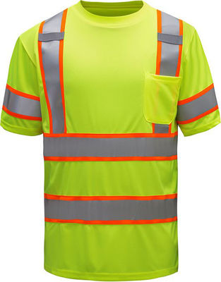 La classe 3 Polo Shirt Work Hi Vis de norme ANSI chaulent les hommes réfléchis verts de T-shirts