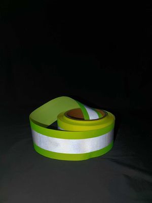 Ruban réfléchi hauts 5cm légers de tissu de sangle de vert réfléchi fluorescent de bande