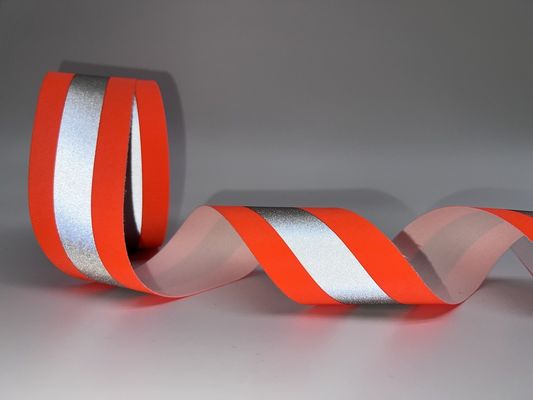 Tape réfléchissante résistante au feu de coton largeur 7,5 cm couture sur orange-argent-orange